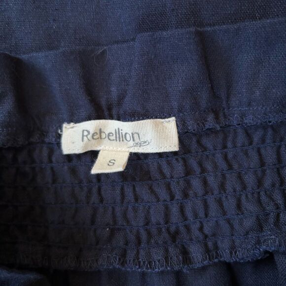 Rebellion Navy Blue Embroidered Off-Shoulder Mini Dress | EUC | S - Picture 8 of 9